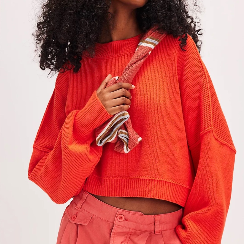 Free People Bold Orange Sweater